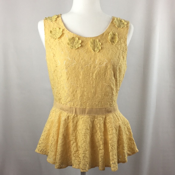 Skies Are Blue Tops - Skies Are Blue Lace Peplum Flower Tank Top 🌿